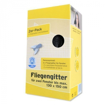 2 x Fliegengitter 130x150cm für Fenster mit Klett-Band - Insektenschutz