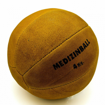 Echtleder Profi Medizinball, 5 kg, Vintage Retro Look